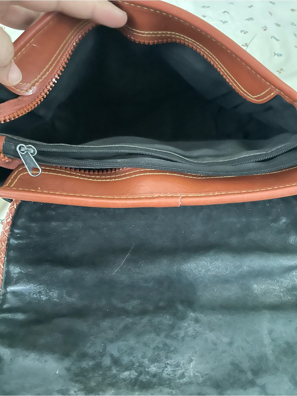 Dooney & Bourke Black Pebbled Leather Crossbody with Brown Trim - Picture 6 of 9